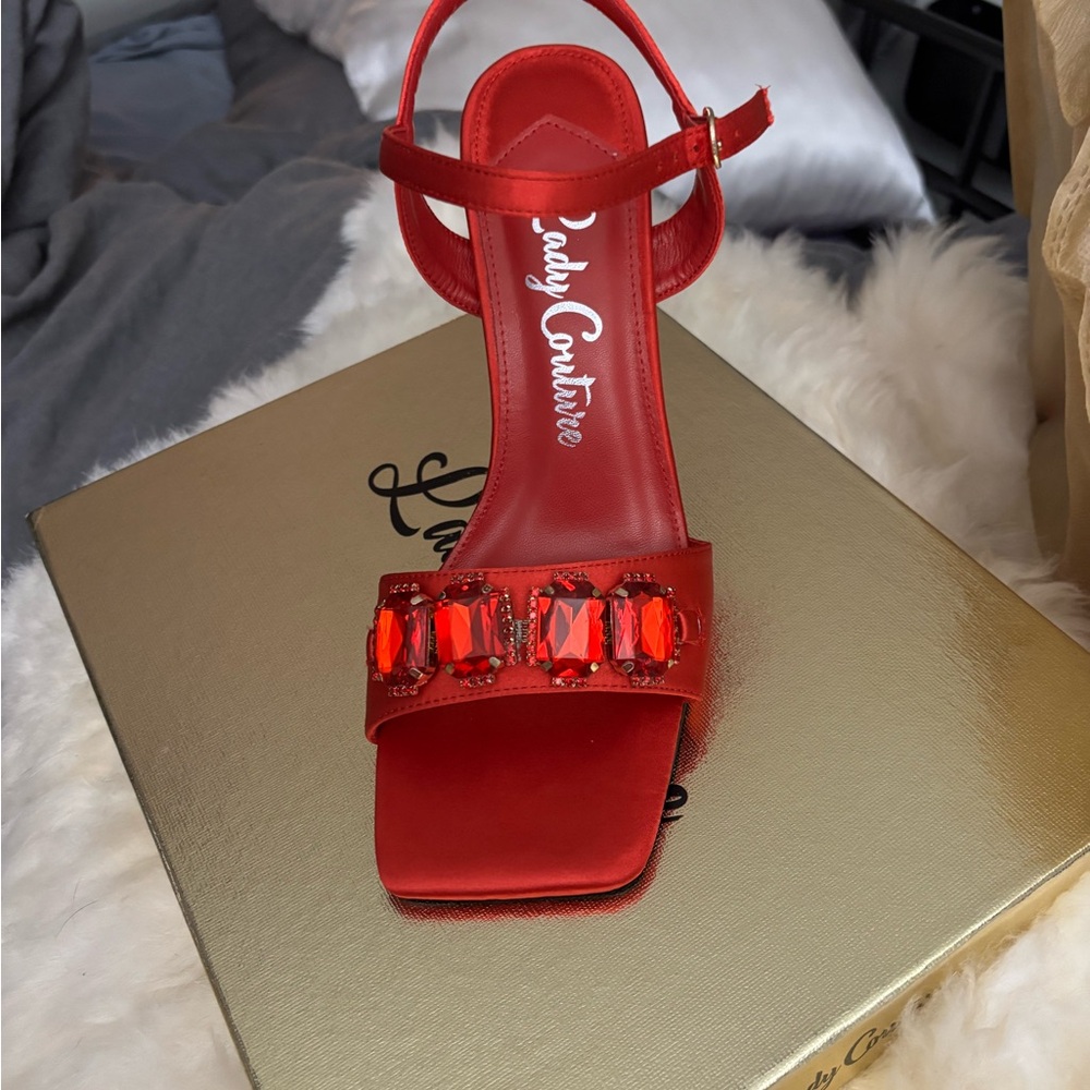 Red Embellished Women's Sandals